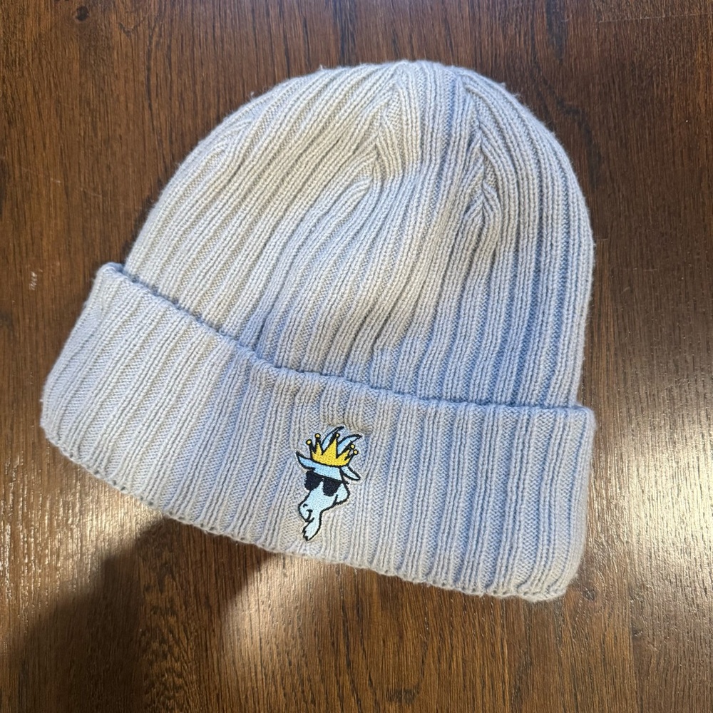 GOAT Kids' Gray Beanie with Embroidered Design